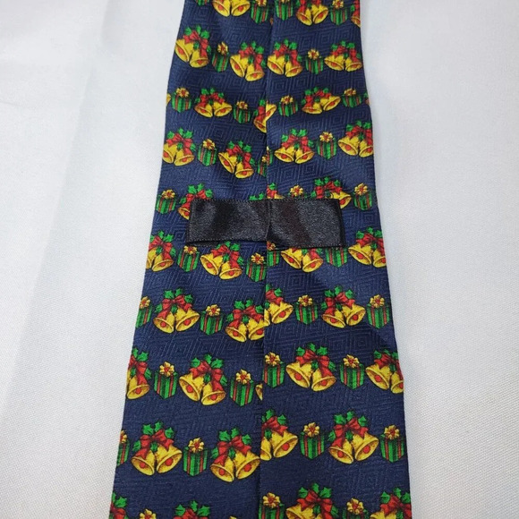 VTG Men's Christmas Necktie Gift & Bell Festive Holiday Patterned Tie Polyester - Picture 5 of 8